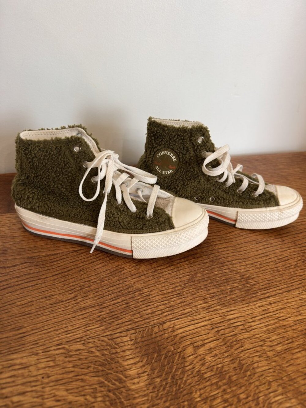 CONVERSE ALL START FUZZY GREEN SHOES YOUTH SIZE 5